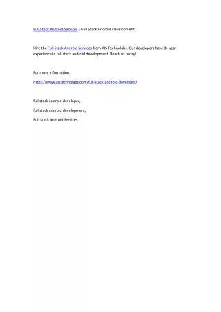Full Stack Android Services | Full Stack Android Development