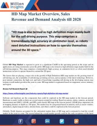 HD Map Market Overview, Sales Revenue and Demand Analysis till 2028
