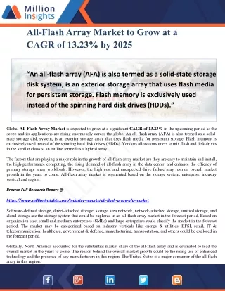 All-Flash Array Market to Grow at a CAGR of 13.23% by 2025