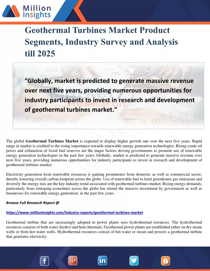 geothermal turbines market product segments