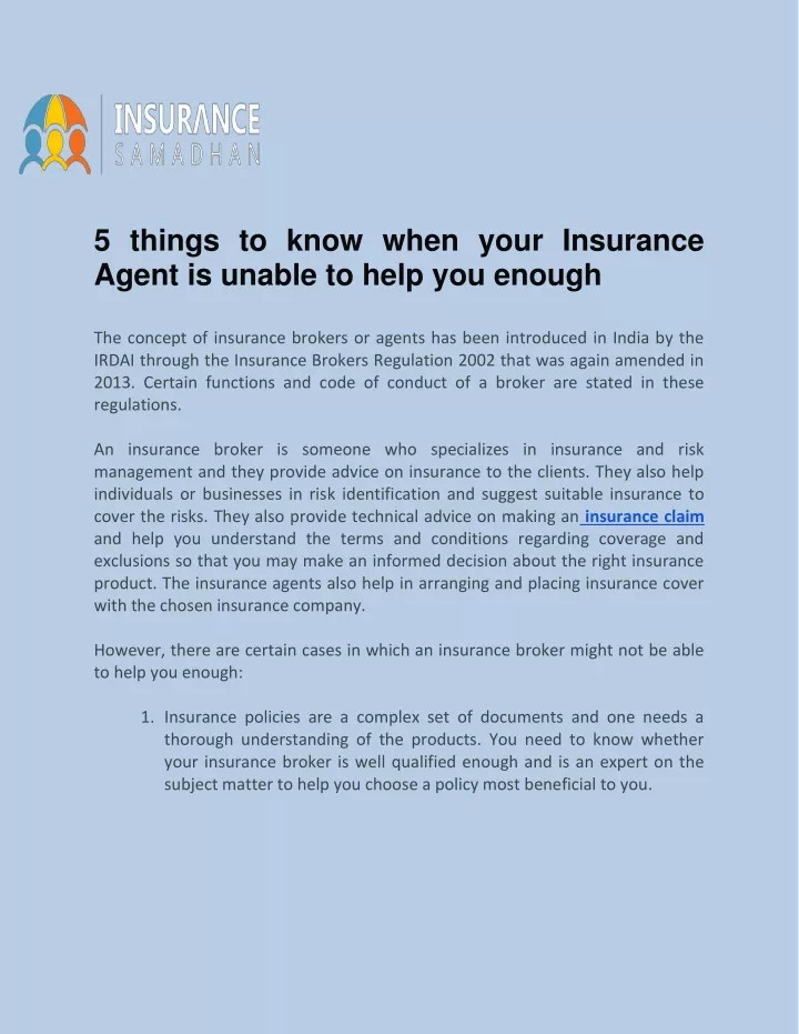 5 things to know when your insurance agent