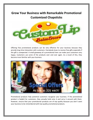 Grow Your Business with Remarkable Promotional Customized Chapsticks