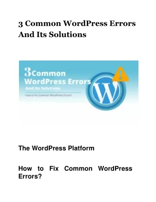 3 common wordpress errors