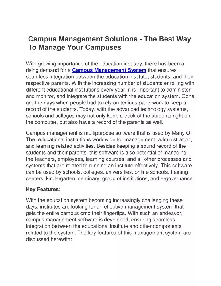 campus management solutions the best