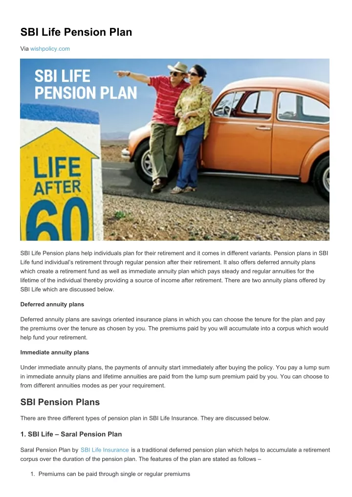 sbi life pension plan