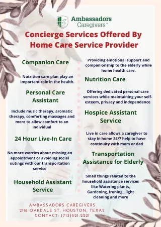 Affordable Concierge Care Services - Ambassadors Caregivers