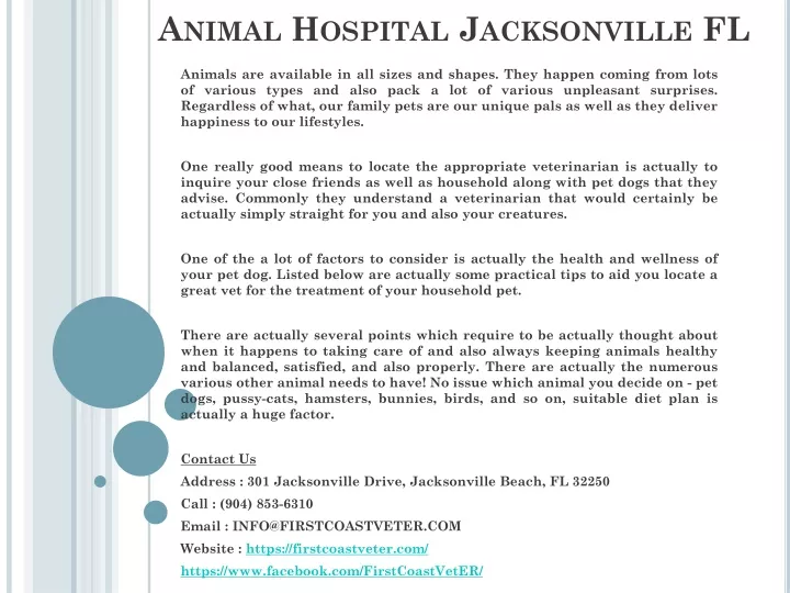 animal hospital jacksonville fl
