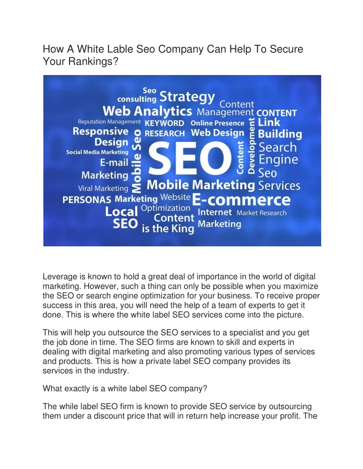 how a white lable seo company can help to secure