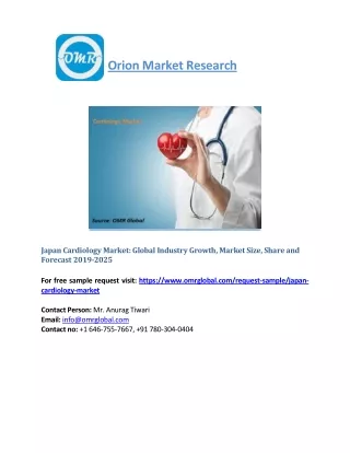 Japan Cardiology Market: Industry Trends, Market Size, Competitive Analysis and Forecast - 2019-2025