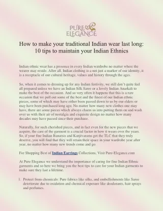 How to make your traditional Indian wear last long: 10 tips to maintain your Indian Ethnics