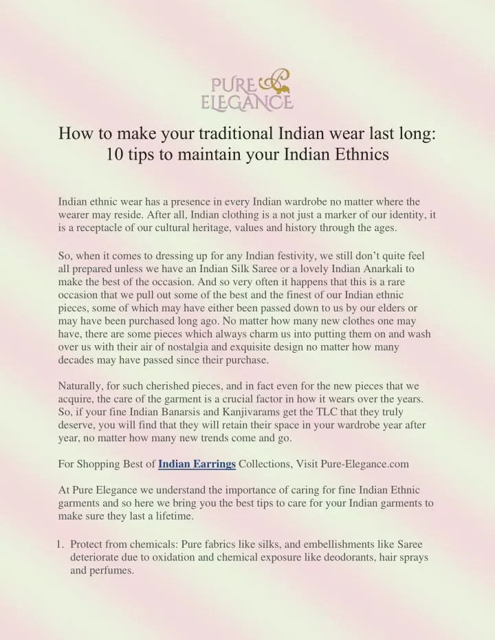 how to make your traditional indian wear last