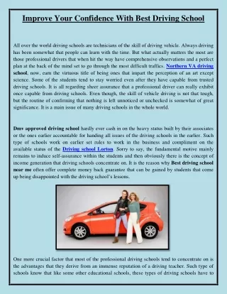 Improve Your Confidence With Best Driving School