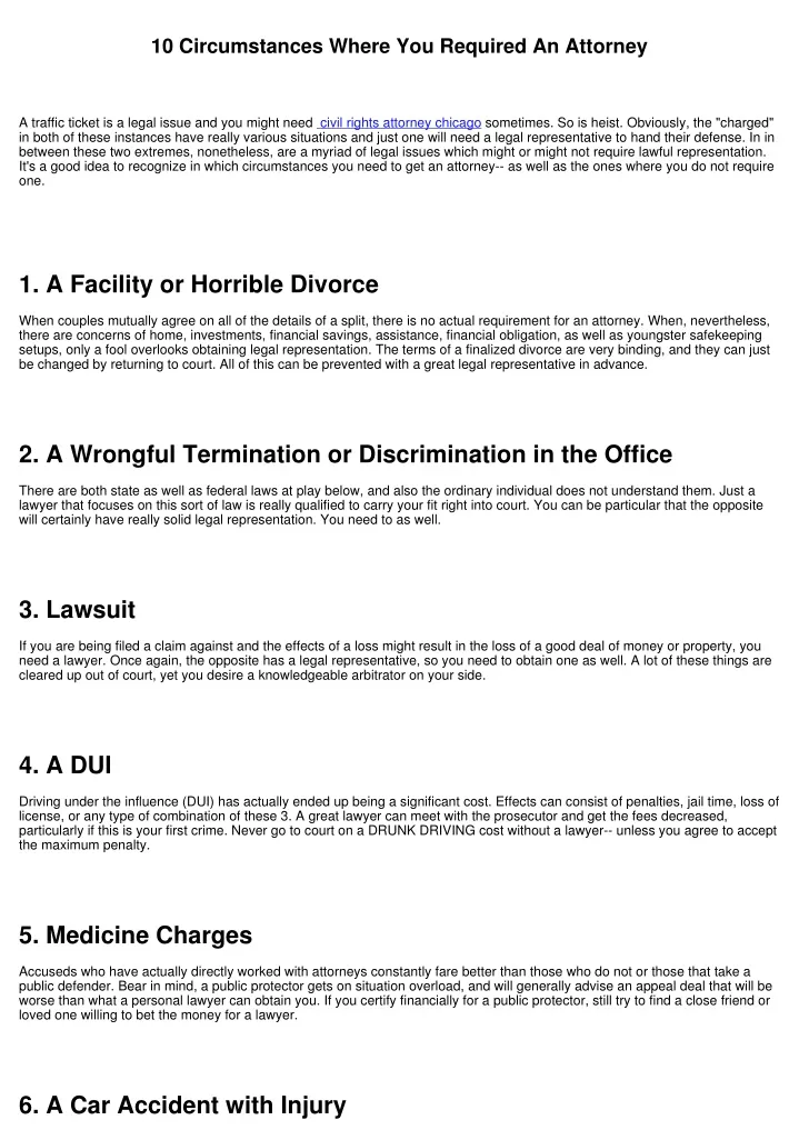 10 circumstances where you required an attorney