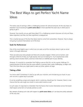The Best Ways to get Perfect Yacht Name Ideas