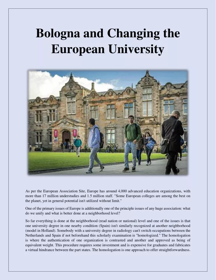 bologna and changing the european university