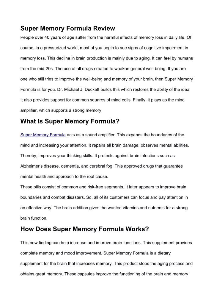 super memory formula review