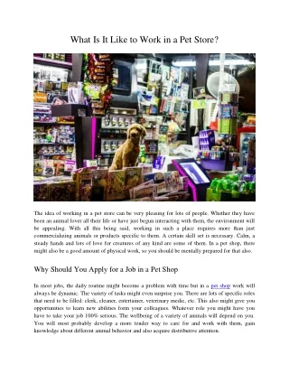 what is it like to work in a pet store