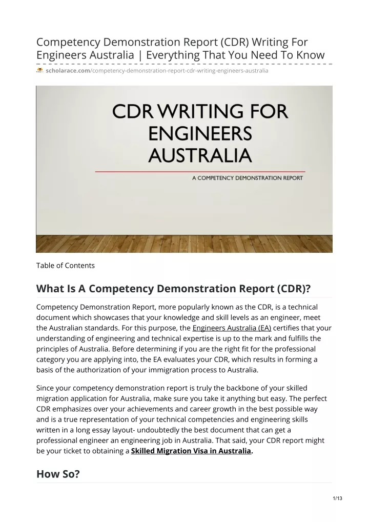 competency demonstration report cdr writing