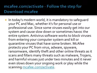 mcafee.com/activate - Follow the step for Download mcafee