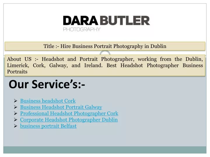 title hire business portrait photography in dublin