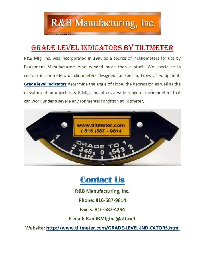 grade level indicators by tiltmeter