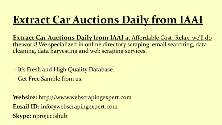 extract car auctions daily from iaai