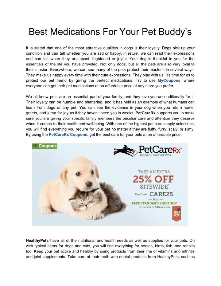 best medications for your pet buddy s