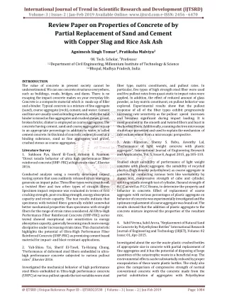 Review Paper on Properties of Concrete of by Partial Replacement of Sand and Cement with Copper Slag and Rice Ask Ash