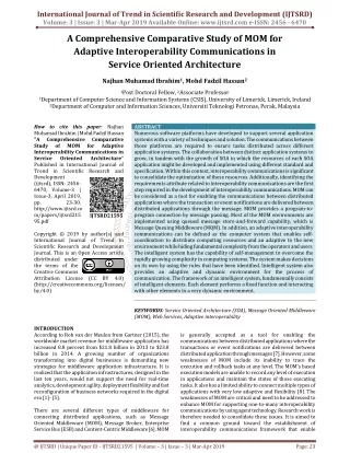 A Comprehensive Comparative Study of MOM for Adaptive Interoperability Communications in Service Oriented Architecture