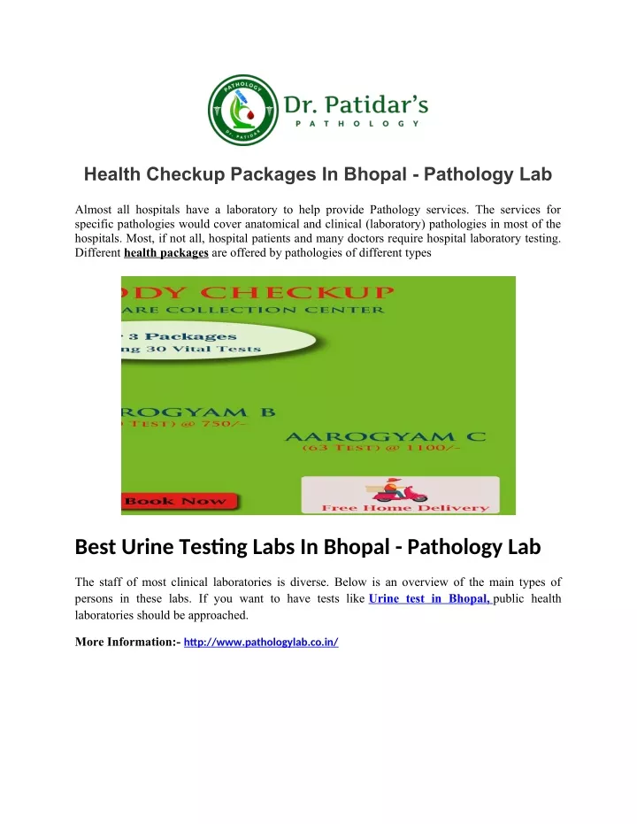 health checkup packages in bhopal pathology lab