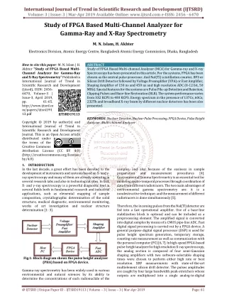 Study of FPGA Based Multi Channel Analyzer for Gamma Ray and X Ray Spectrometry