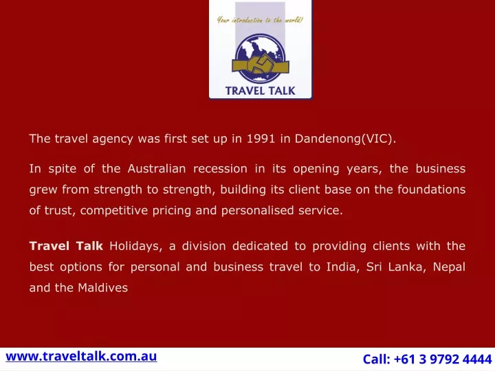 the travel agency was first set up in 1991