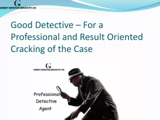 Good Detective – For a Professional and Result Oriented Cracking of the Case