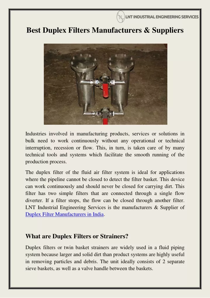 best duplex filters manufacturers suppliers