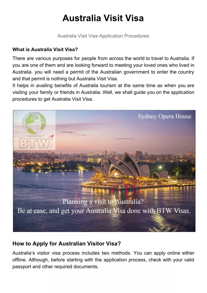 australia visit visa