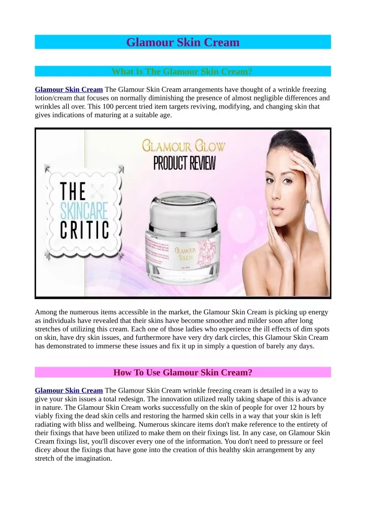 glamour skin cream