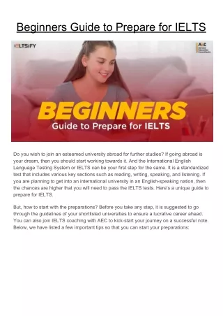 Beginners Guide to Prepare for IELTS
