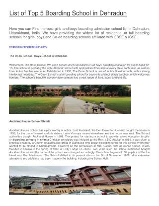 list of top 5 boarding school in dehradun