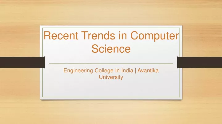 recent trends in computer science