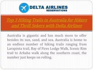 Top 3 Hiking Trails in Australia for Hikers and Thrill Seekers with Delta Airlines