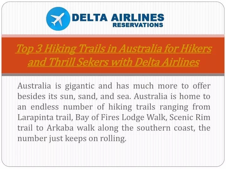 top 3 hiking trails in australia for hikers and thrill sekers with delta airlines