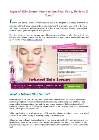 Infused Skin Serum Reviews "Where to Buy" Benefits & Side Effects (Website)!