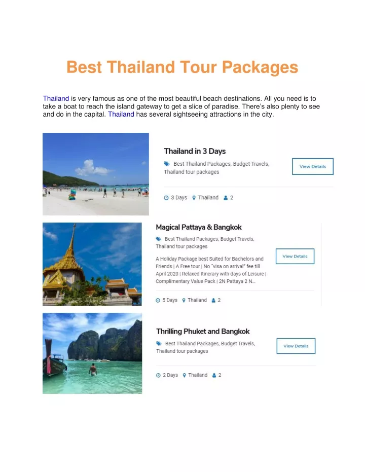 best thailand tour packages