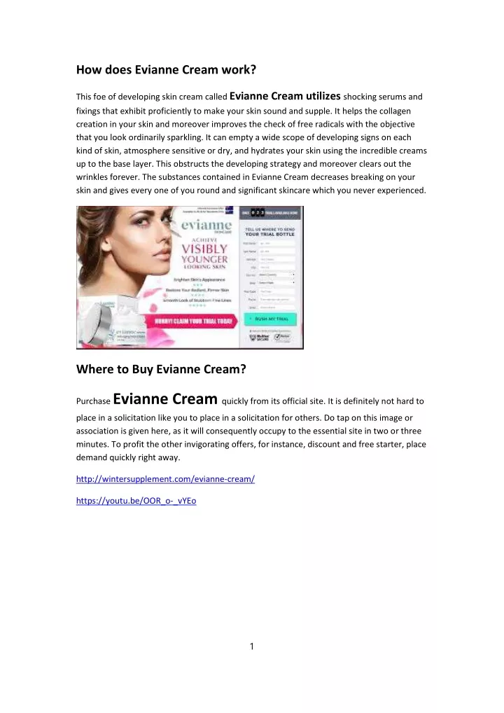 how does evianne cream work