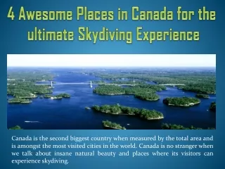 4 Awesome Places in Canada for the ultimate Skydiving Experience