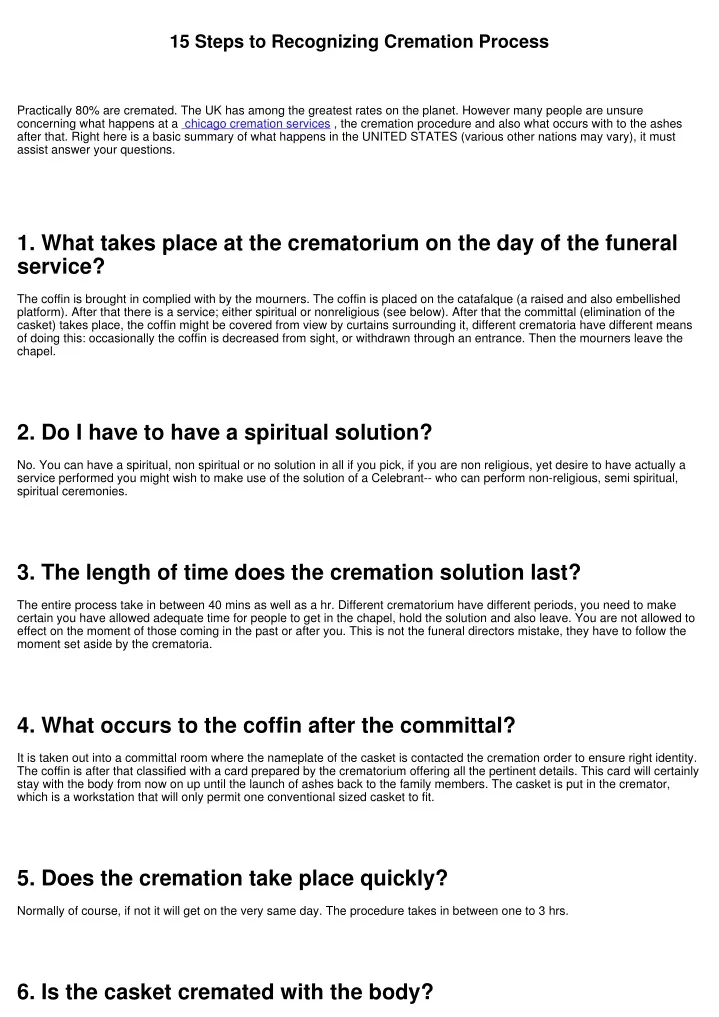 15 steps to recognizing cremation process