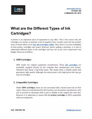 What are the Different Types of Ink Cartridges?