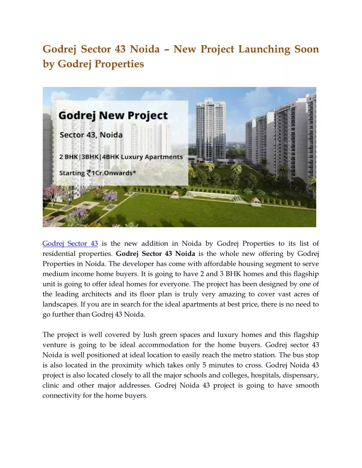 godrej sector 43 noida new project launching soon
