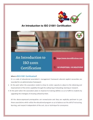 An Introduction to ISO 21001 Certification