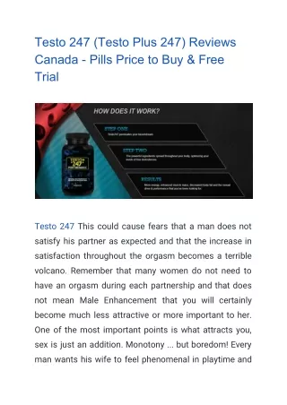 Testo 247 (Testo Plus 247) Reviews Canada - Pills Price to Buy & Free Trial